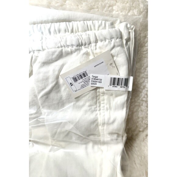 A New Day Women's Linen Blend Pull-On Drawstring Wide Leg Pants White Size 4X - Picture 4 of 4